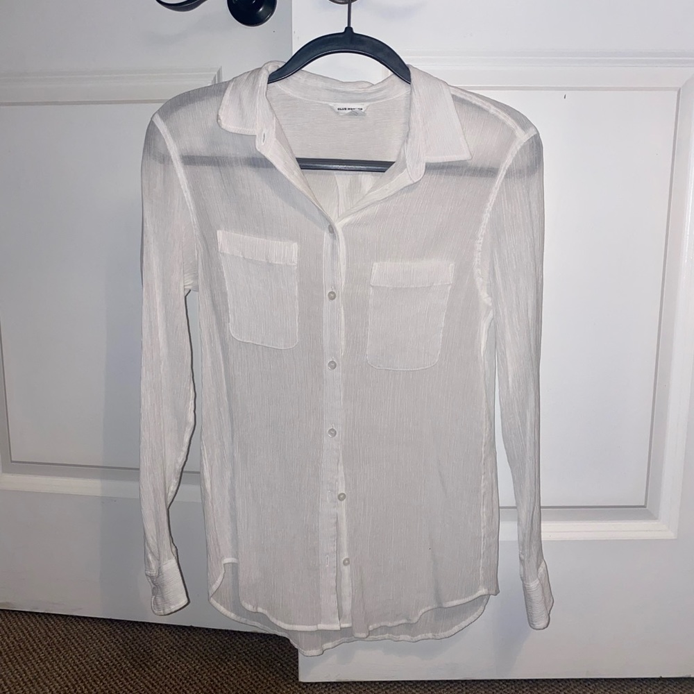 Club Monaco luxury sheer white button down